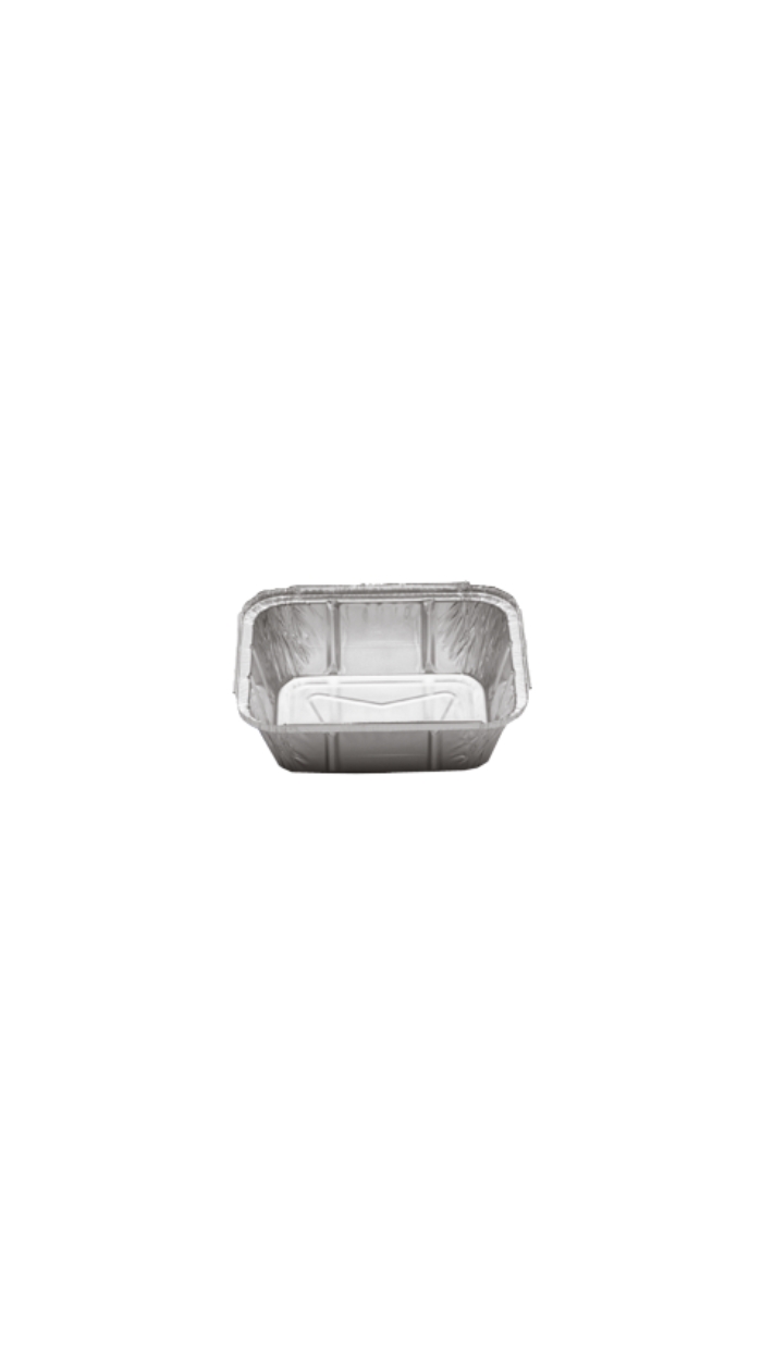 100 Barquettes alum. RECTANGULAIRE + couvercles, 440ml, 145x120x40mm