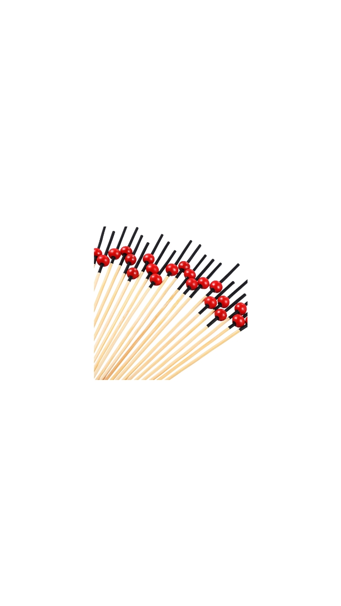 100 Piques apéritif en bambou "rouge/noir" (7cm)