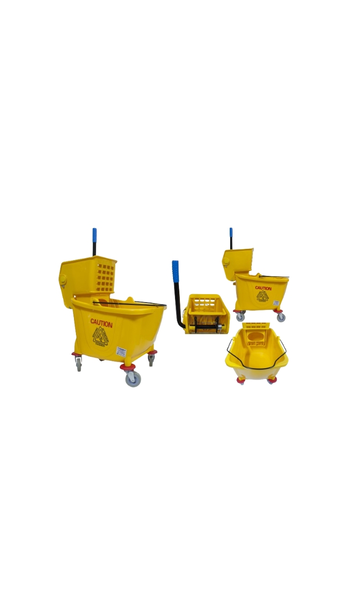 Chariot de lavage  (32L) PRO munis 4 roulettes, avec essoreuse