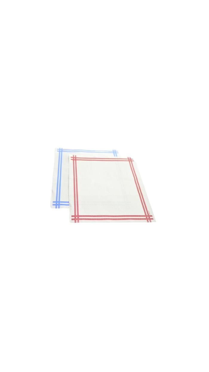Set de table en papier (30x40cm) avec bordure "Rouge/Bleu"
