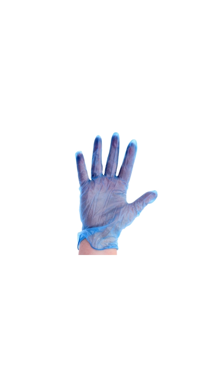 Gants Vinyle bleu non poudrés - Boite de 100u, (c/10)