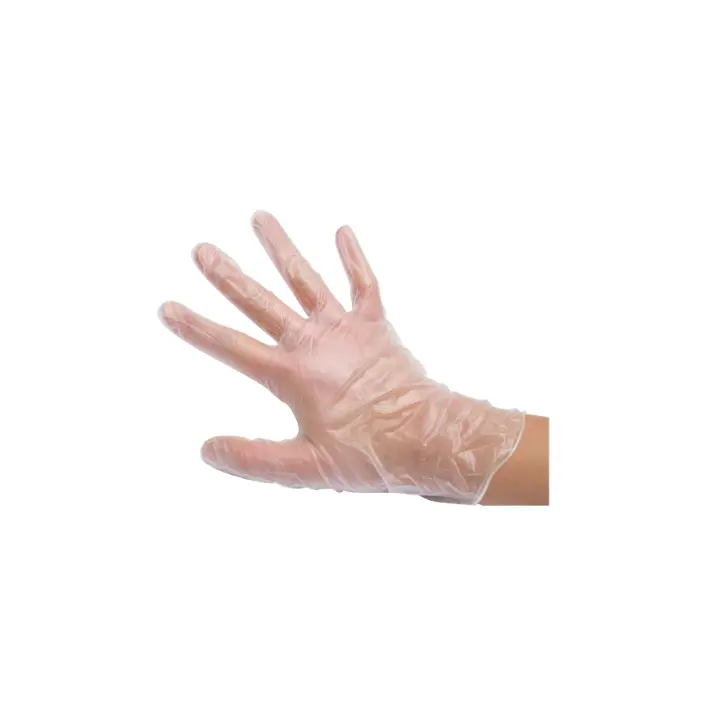 100 Gants Vinyle transparent poudrés Taille L (c/10).