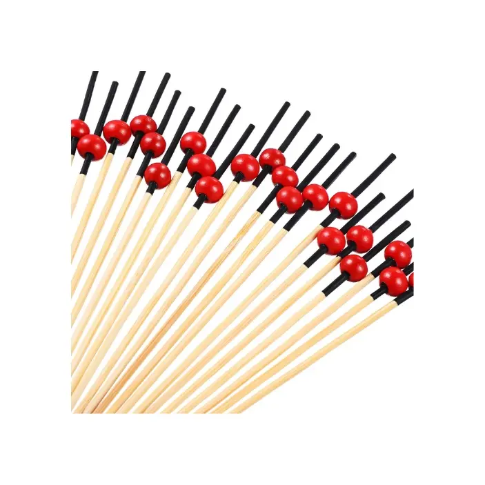 100 Piques apéritif en bambou "rouge/noir" (7cm)