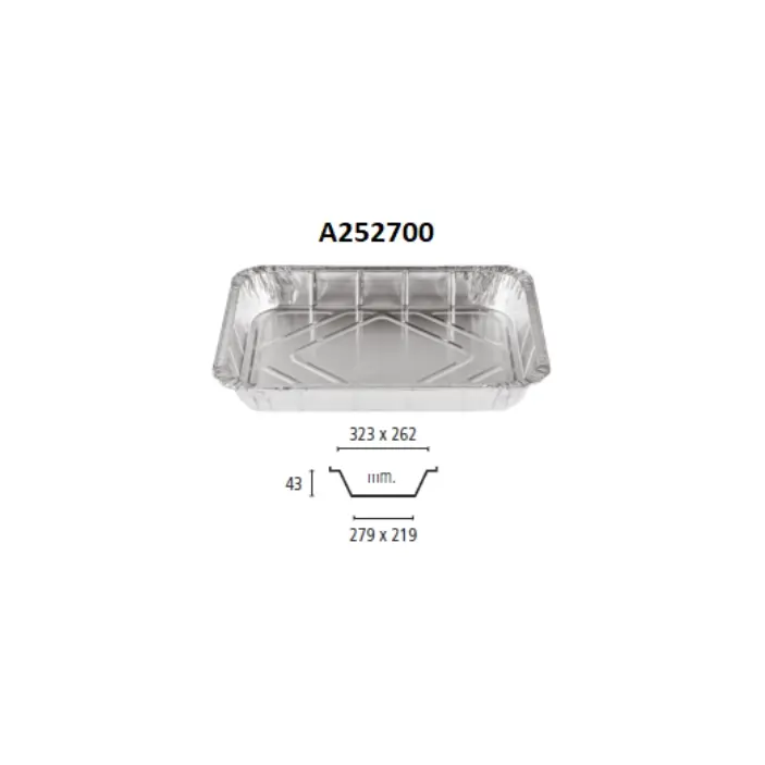 100 Barquettes "RECTANGULAIRE" sans couvercle 2700ml (323x262x43)